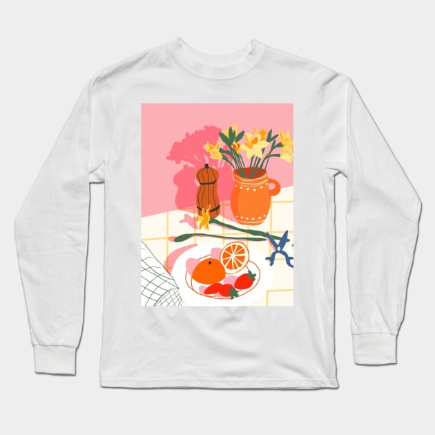 Still Life With Daffodils Long Sleeve T-Shirt by Gigi Rosado